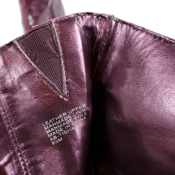 Audrey Brooke Burgundy/Wine Heeled Faux Alligator Boots - Picture 8 of 8